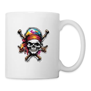 Pirat / Ahoi / Anker / Kapitän / Totenkopf / Rum - Tasse - Weiß - Rechts