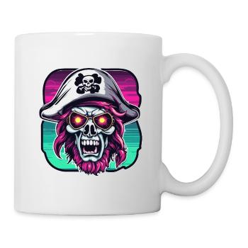 Pirat / Ahoi / Anker / Kapitän / Totenkopf / Rum - Tasse - Weiß - Rechts