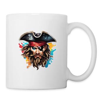 Pirat / Ahoi / Anker / Kapitän / Totenkopf / Rum - Tasse - Weiß - Rechts