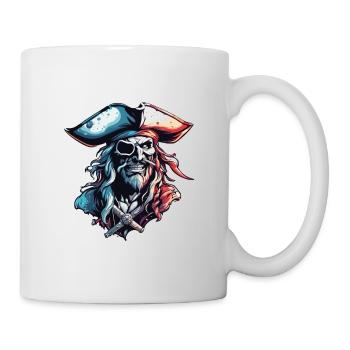 Pirat / Ahoi / Anker / Kapitän / Totenkopf / Rum - Tasse - Weiß - Rechts