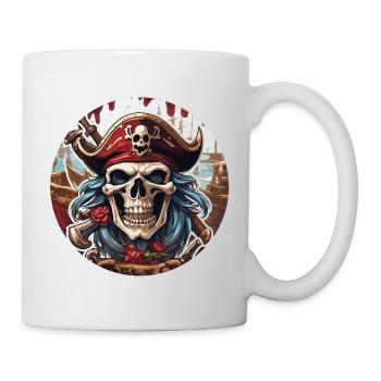 Pirat / Ahoi / Anker / Kapitän / Totenkopf / Rum - Tasse - Weiß - Rechts