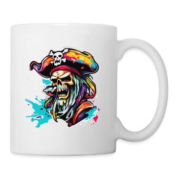 Pirat / Ahoi / Anker / Kapitän / Totenkopf / Rum - Tasse - Weiß - Rechts