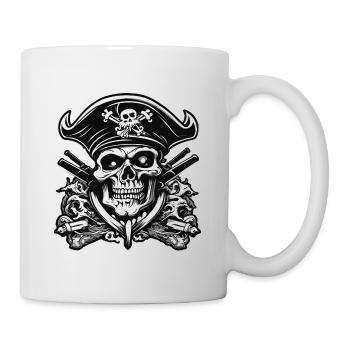 Pirat / Ahoi / Anker / Kapitän / Totenkopf / Rum - Tasse - Weiß - Rechts