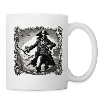Pirat / Ahoi / Anker / Kapitän / Totenkopf / Rum - Tasse - Weiß - Rechts