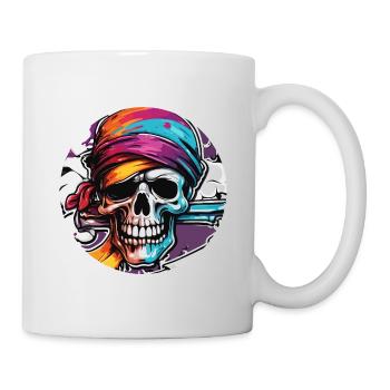Pirat / Ahoi / Anker / Kapitän / Totenkopf / Rum - Tasse - Weiß - Rechts