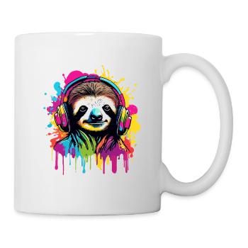 Casque / Audio / Musique / Animal / Paresseux / Cool - Mug blanc - blanc - Droite