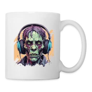 Headphones / Audio / Music / Zombie / Undead / Cool - Mug - white - Right