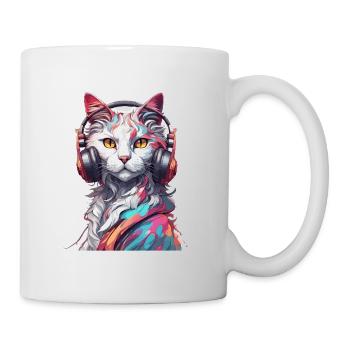 Headphones / Audio / Music / Animal / Cat / Cool - Mug - white - Right
