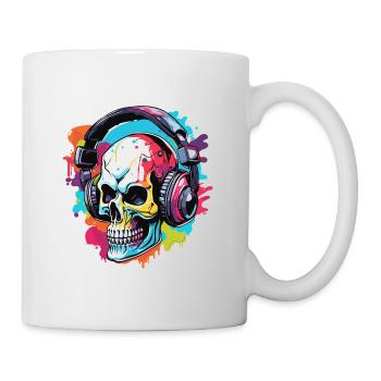 Casque / Audio / Musique / Crâne / Cool - Mug blanc - blanc - Droite