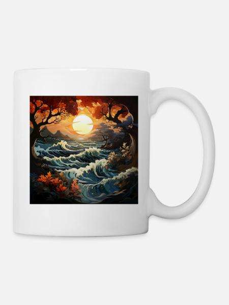 Late autumn ocean sunset - Mug - white