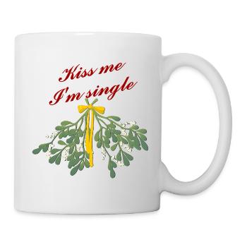 kiss me - I am a single - Weihnachtstradition - Tasse - Weiß - Rechts