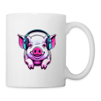 Headphones / Audio / Music / Animal / Pig / Cool - Mug - white - Right