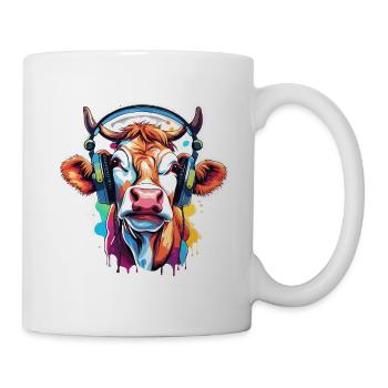 Headphones / Audio / Music / Animal / Cow / Cool - Mug - white - Right