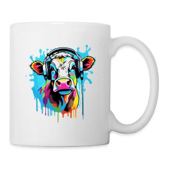 Headphones / Audio / Music / Animal / Cow / Cool - Mug - white - Right