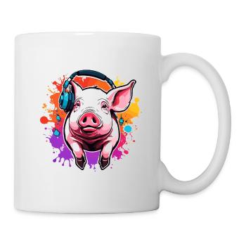 Headphones / Audio / Music / Animal / Pig / Cool - Mug - white - Right