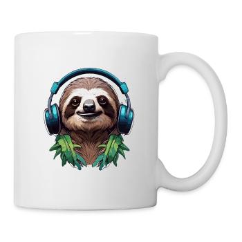 Headphones / Audio / Music / Animal / Sloth / Cool - Mug - white - Right