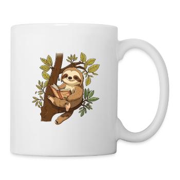 Faultier-Leser - Tasse - Weiß - Rechts