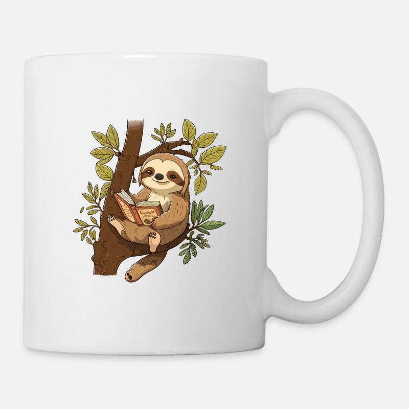 Faultier-Leser - Tasse - Weiß