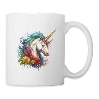 Regenbogen-Einhorn - Tasse - Weiß - Rechts