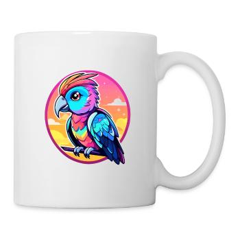 Papagei Vogel Illustration - Tasse - Weiß - Rechts
