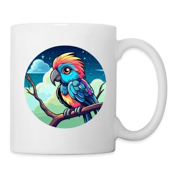 Papagei Vogel Illustration - Tasse - Weiß - Rechts