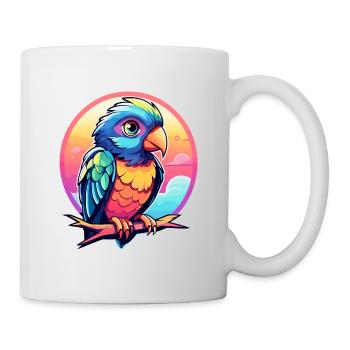 Papagei Vogel Illustration - Tasse - Weiß - Rechts
