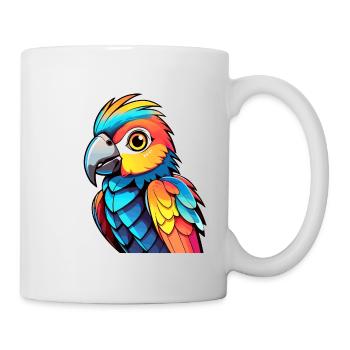 Papagei Vogel Illustration - Tasse - Weiß - Rechts