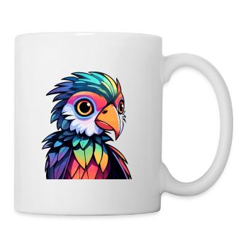 Papagei Vogel Illustration - Tasse - Weiß - Rechts
