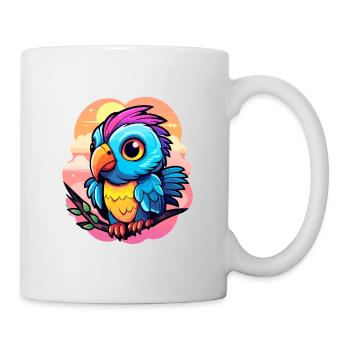 Papagei Vogel Illustration - Tasse - Weiß - Rechts