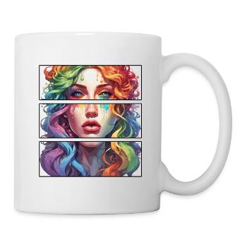 Femme / Jolie / Portrait / Cheveux colorés / Modèle - Mug blanc - blanc - Droite