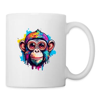 Affe / Tier / Zoo / Schimpanse / Wild / Comic - Tasse - Weiß - Rechts