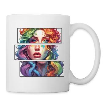 Frau / hübsch / Porträt / buntes Haar / Model - Tasse - Weiß - Rechts