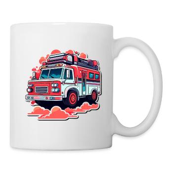 Illustration de camion de pompiers - Mug blanc - blanc - Droite