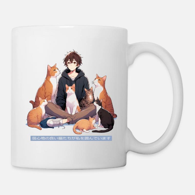 Cat Anime Funny Animals - Mug - white
