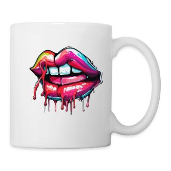 Mund / Lippen / Zähne / Zunge / lächeln / Kuss - Tasse - Weiß - Rechts