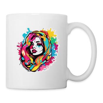 Frau / hübsch / Porträt / buntes Haar / Model - Tasse - Weiß - Rechts