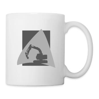 Excavator driver building house construction site - Mug - white - Right