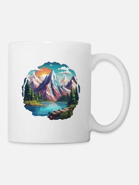 Berg / Alpen / Gipfel / Natur / Wald / Gestein - Tasse - Weiß