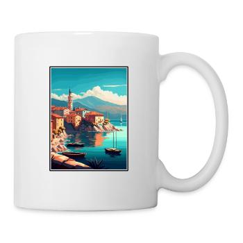 Lovran Kroatien Vintage Reiseposter WPA Souvenir - Tasse - Weiß - Rechts