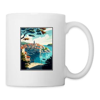 Dubrovnik Neretva Croatie Vintage Affiche de voyage - Mug blanc - blanc - Droite