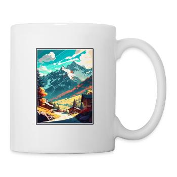 Mayrhofen Österreich Vintage Reiseposter Souvenir - Tasse - Weiß - Rechts