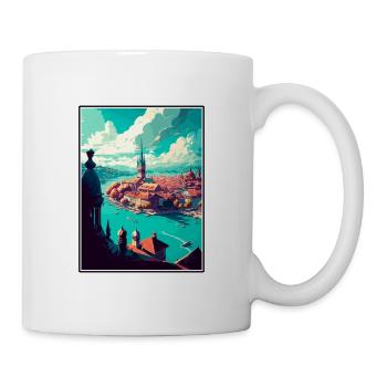 Zürich Schweiz Vintage Reiseposter Souvenir - Tasse - Weiß - Rechts