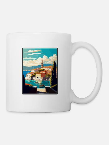 Brac Kroatien Vintage Reiseposter WPA Souvenir - Tasse - Weiß