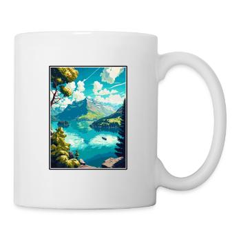 Lac des Quatre-Cantons Suisse Vintage Travel Poster WPA - Mug blanc - blanc - Droite