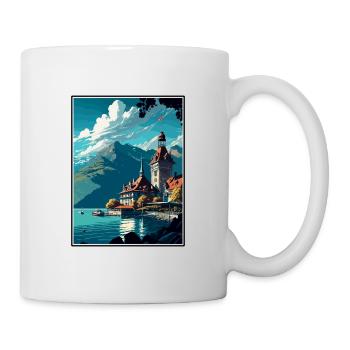 Montreux Schweiz Vintage Reiseposter WPA Kunst - Tasse - Weiß - Rechts