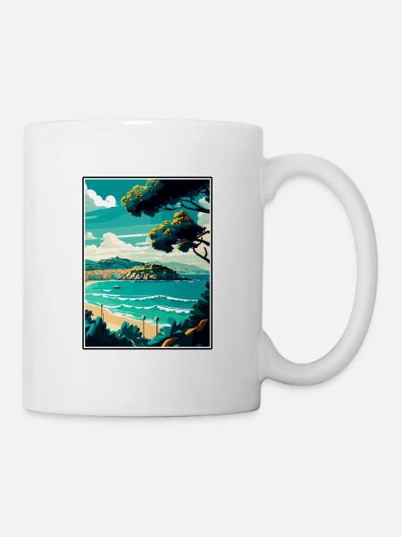 San Sebastian Espagne Vintage voyage affiche Souvenir - Mug blanc - blanc