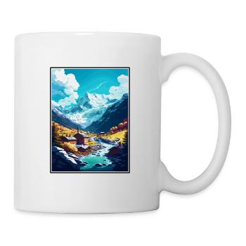 Saas Fee Suisse Vintage voyage affiche WPA Art - Mug blanc - blanc - Droite