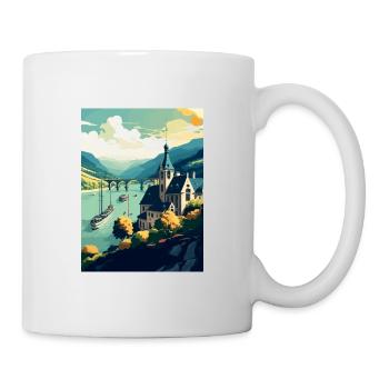 Rhine River Valley Germany Vintage Travel Poster - Mug - white - Right