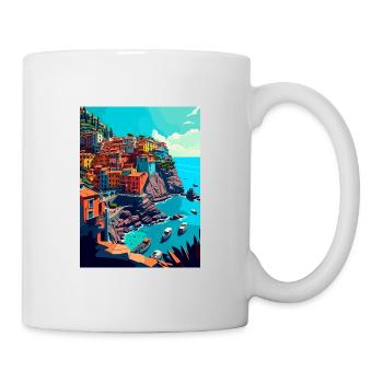 Cinque Terre Italy Decoration Patmos Travel Poster - Mug - white - Right
