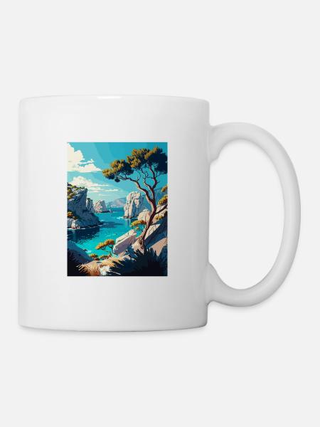 Calanques France Décoration Ar Affiche De Voyage - Mug blanc - blanc